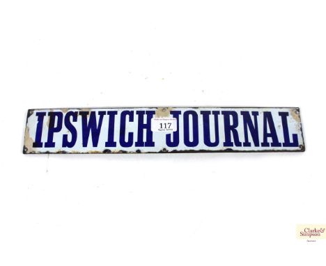 An early enamel advertising sign for the "Ipswich Journal" circa 1890's, approx. 16½" x 3"