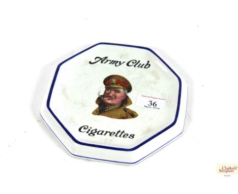 A Royal Doulton ceramic advertising ash tray for Army Club cigarettes