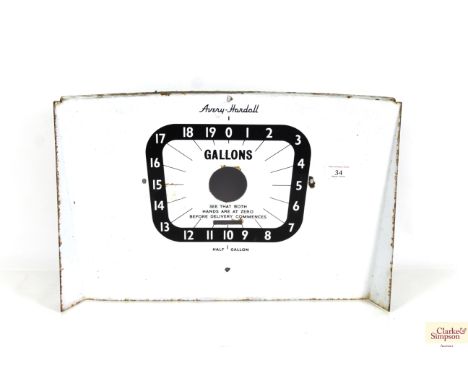 An original enamel Avery-Hardoll petrol pump dial