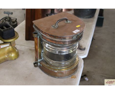A copper and brass mounted ships masthead lamp