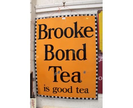 An enamel advertising sign for "Brooke Bond Tea", approx. 40" x 29"