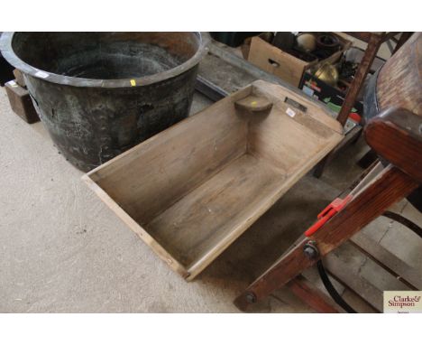 An antique pine twin handled flour or dough trough, approx. 33½"
