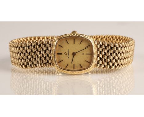 Ladies 9ct gold Eterna wrist watch on 9ct gold bracelet strap, quartz movement, gross weight 41gCondition Report: Excellent c