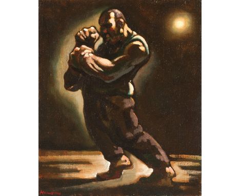 Peter Howson OBE (Scottish Born 1958)ARR 'Streetfighter' Framed oil on canvas, signed&nbsp; 17.5cm x 15cm