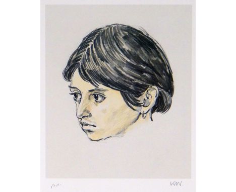 SIR KYFFIN WILLIAMS RA artist's proof print - head portrait of Patagonian girl 'Norma Lopez', signed with initials, 39 x 31cm