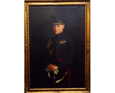 CAREY MORRIS oil on canvas - 1924 three quarter portrait of Edward, Prince of Wales (later King Edward VIII and then Duke of 