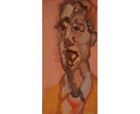 ELFYN JONES acrylic on board - portrait of a man, signed and dated verso 2010, 13.5 x 6.5cms
