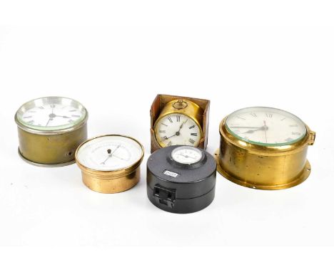 A chrome plated brass bulkhead type timepiece, the reverse GPO CG, 24, 235, No1, diameter 14cm, with a further brass bulkhead