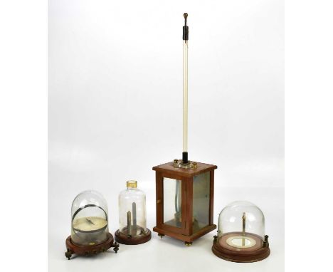 BAIRD &amp; TATLOCK; a galvanometer, with glass dome on mahogany base, height 21cm (dome associated), with a larger galvanome