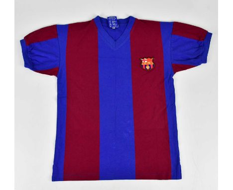 JOHANN CRUYFF; a signed retro style Barcelona football shirt, signed to the reverse, size S.Condition Report: Creasing and li