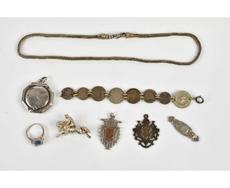 A small collection of silver jewellery to include ring, locket, bracelet, etc.