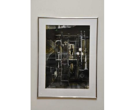 † EDNA LUMB; watercolour, 'Lily', mill engine, signed and dated 1974, 81 x 56cm, framed and glazed.
