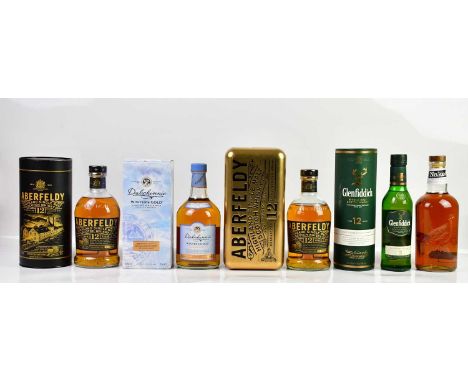 WHISKY; five bottles including a bottle of Aberfeldy Highland Single Malt Scotch whisky, 12 years in oak, bottle no. 2905, a 