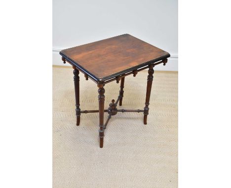 A late Victorian walnut occasional table, length 63cm, depth 49cm, height 66cm.
