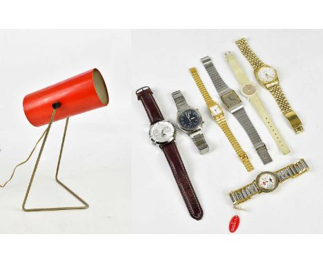 JOHN BROWN FOR PLUS LIGHTING; a vintage table lamp, heght 39cm, and a collection of gentleman's and lady's dress watches.