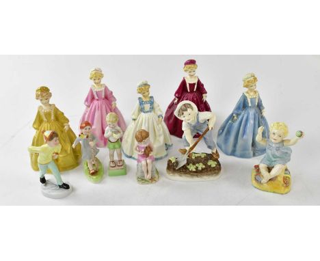 ROYAL WORCESTER; a collection of eleven figures including 'Grandmother's Dress' in five variant colourways, 'Friday Boy', 'Sa