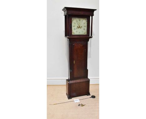 HULME, CONGLETON; an 18th century eight day longcase clock, the painted dial set with Arabic and Roman numerals with subsidia