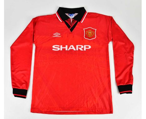 ERIC CANTONA; a 94/96 Manchester United retro style signed football shirt, signed to the reverse, size L.Condition Report: Cr