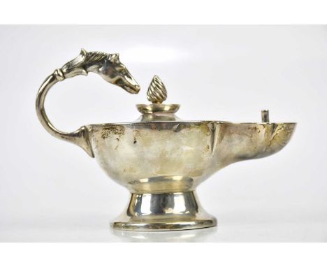 MAPPIN &amp; WEBB; a Victorian hallmarked silver table lighter, with horse head handle, London 1896, approx 5.78ozt/163.8g.