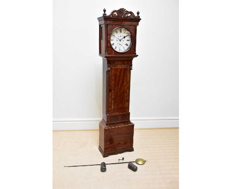 JOHN TODD, GLASGOW; a 19th century eight day longcase clock, the possibly repainted dial set with Roman numerals and subsidia