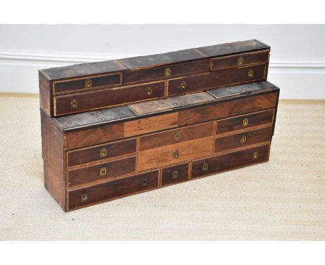Two vintage tool maker's chests containing a quantity of tools.