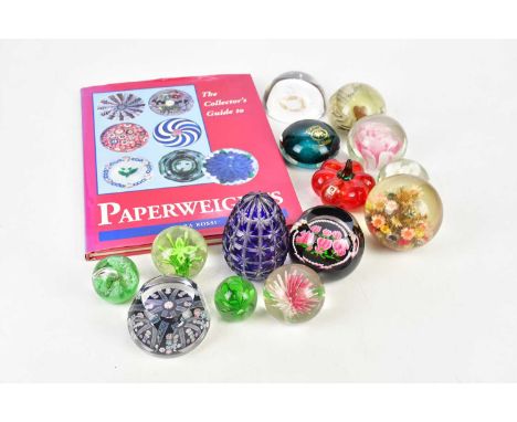 WHITEFRIARS, CAITHNESS; a faceted glass paperweight in the 'Magnolia' pattern, no. 42/50, a further Whitefriars glass paperwe