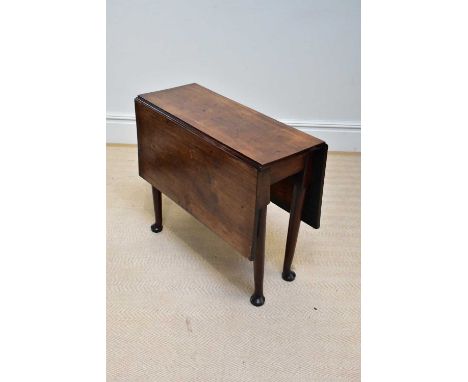 A 19th century mahogany drop-leaf table, on tapered legs and pad feet, height 72cm, width 83cm.