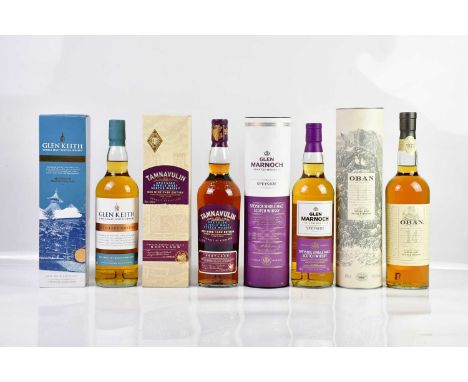 WHISKY; four bottles including a bottle of Oban Single Malt Scotch whisky 14 years, 43%, 700ml, a bottle of Glen Marnoch, Spe