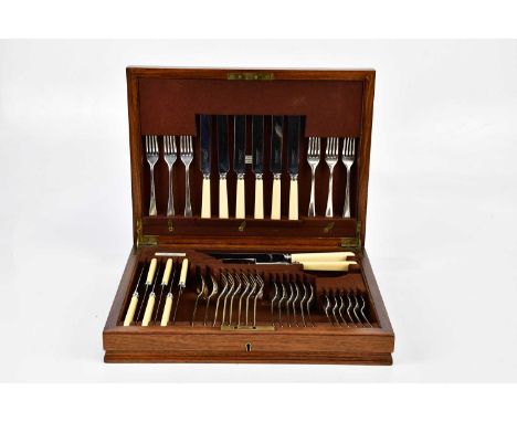ELKINGTON &amp; CO; a George VI hallmarked silver table canteen of cutlery comprising six hallmarked silver dinner forks, two