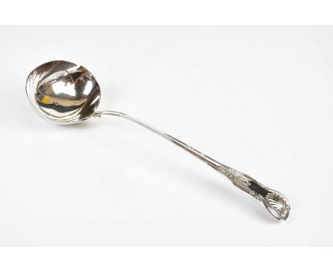 CHAWNER &amp; CO; a Victorian hallmarked silver soup ladle in the King's Pattern, London 1842, length 32cm, approx weight 8.9