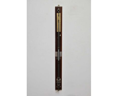 F. DARTON &amp; CO LTD, WATFORD; a combination barometer and thermometer, on mahogany back plate, possibly a marine barometer