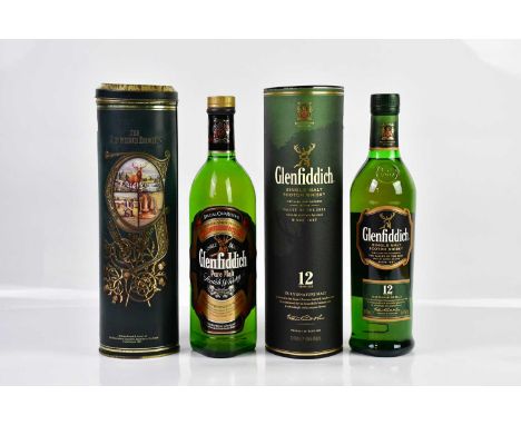 WHISKY; a bottle of Glenfiddich Single Malt Scotch whisky, 12 years old, 40%, 70cl, and a bottle of Glenfiddich Pure Malt Sco