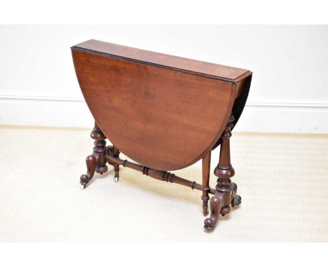 A Victorian mahogany Sutherland table, height 72cm, width 77cm, depth 30cm.Condition Report: Age related wear, no signs of wo