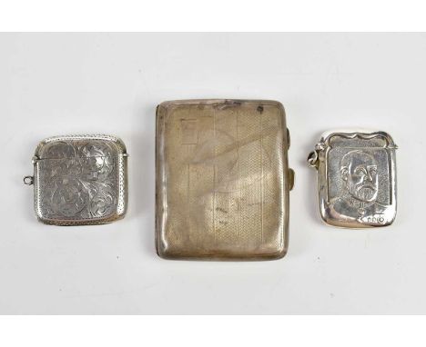 W T TOGHILL &amp; CO; a George V hallmarked silver cigarette case with engine turned decoration, Birmingham 1933, a hallmarke