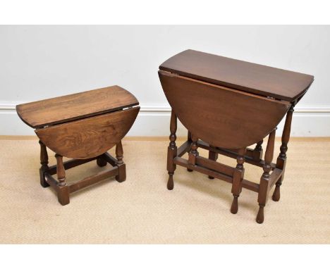 A reproduction oak drop-leaf gateleg dining table, height 68cm, and a modern oak drop-leaf coffee table, height 47cm (2).