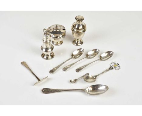 WILLIAM HUTTON &amp; SONS; an Edward VII hallmarked silver spoon with chased floral decoration, London 1904, three further Vi