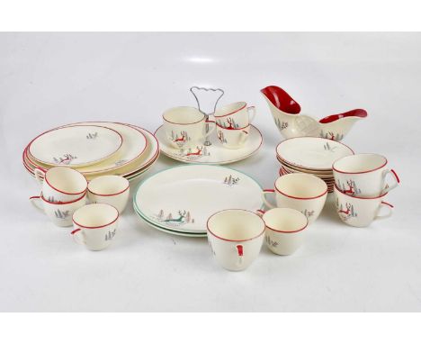 ROYAL CROWN DEVON; a 'Stockholm' pattern part tea set comprising a set of six coffee cups and saucers, together with five cup