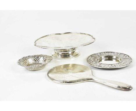 FRANK COBB &amp; CO LTD; a George VI hallmarked silver comport, Sheffield 1938, a hallmarked silver bonbon dish decorated to 