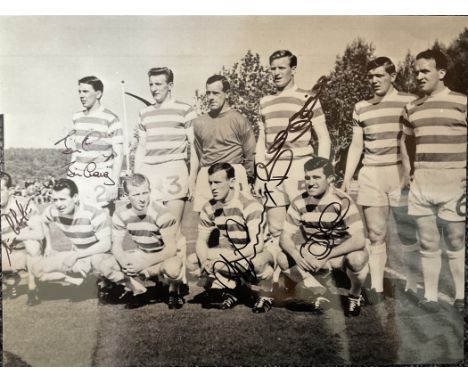 Football Lisbon Lions 5 Signed 16x12 inch Black and White Photo. Signed in black ink by Jim Craig, Billy McNeil, Stevie Chalm