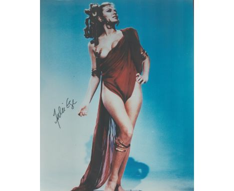 Julie Ege signed 10x8 collar photo. Norwegian actress and model, who appeared in many British films of the 1960s and 1970s. G