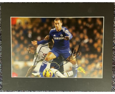 Football Eden Hazard (Chelsea) signed 12x8 inch Colour Photo showing Hazard In Action Against Spurs. Mounted Professionally t