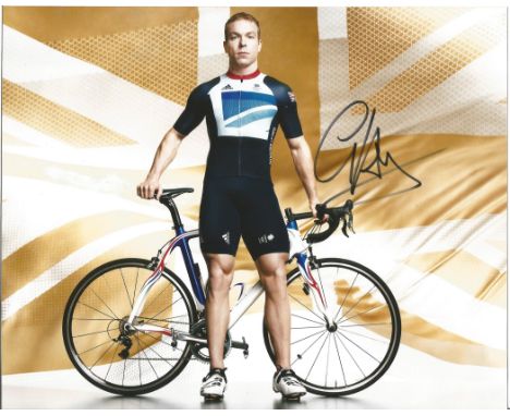 Sir Chris Hoy signed 10x8 colour photo. Sir Christopher Andrew Hoy, MBE born 23 March 1976 is a British racing driver and for