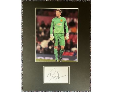 Football Dean Henderson (Man Utd) Signed White Signature Piece with colour Photo, Mounted Professionally to an overall size o