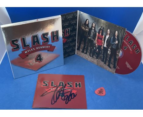 Music Slash 4, One Member Signed On Lyric Booklet With CD, Slipcase and Guitar Pick. Good condition. All autographs come with