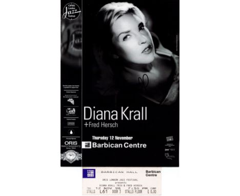 Music Diana Krall Signed Ortis London Jazz Festival Programme 12/11/98. Signed on the Front. Live Performance Ticket Included
