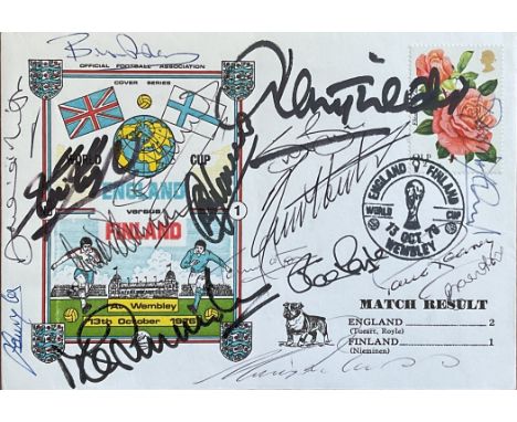 Football England V Finland 13/10/1976 FDC Multi Signed. Signatures include Joe Royle, Paul Reaney, Trevor Brooking and others