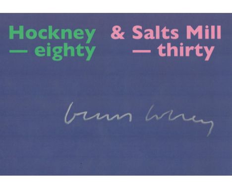 David Hockney, a signed (in silver ink) 8X6 promotional card for the dual celebration of Hockney's 80th birthday and the 30th