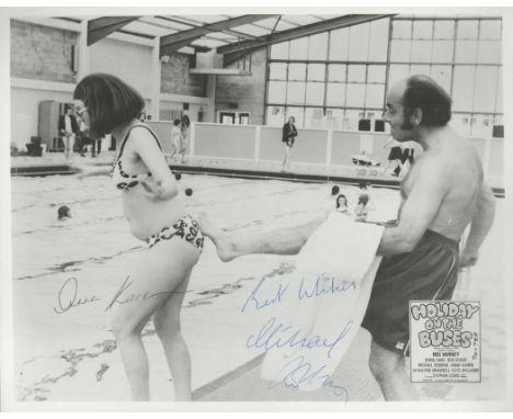 Holiday on the Buses, a 10x8 band w film photo. signed by Michael Robbins and Anna Karen, who played Arthur and Olive Rudge. 