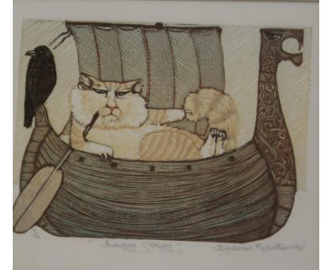 BARBARA ROBERTSON (SCOTTISH 1946-2018) &nbsp;INVADING ORKNEY &nbsp;Print multiple, signed lower right, dated&nbsp; (19)90, nu
