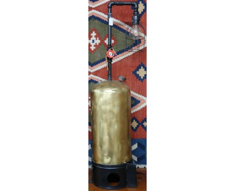 A contemporary industrial/steampunk style table lamp with brass canister base, 114cm high Condition Report:Available upon req